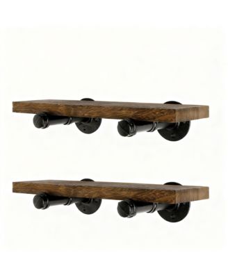 Wall Mounted Floating Shelves Industrial Pipe Brackets Rustic Wood