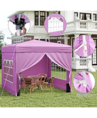 10 X 10 FT Pop up Canopy Tent w/ 4 Sidewalls Wheeled Bag 4 Sandbags 8 Stakes