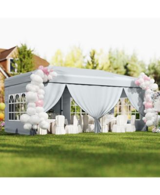 10 X 20 FT Pop up Canopy Tent w/ 6 Sidewalls Wheeled Bag 6 Sandbags 10 Stakes