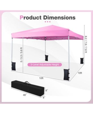 10 x 10 FT Pop up Canopy Tent w/Carrying Bag 4 Sandbags 8 Stakes 4 Wind Ropes