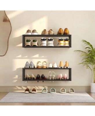 Wall-Mounted Shoe Rack 2 Pack Metal Hanging shelve
