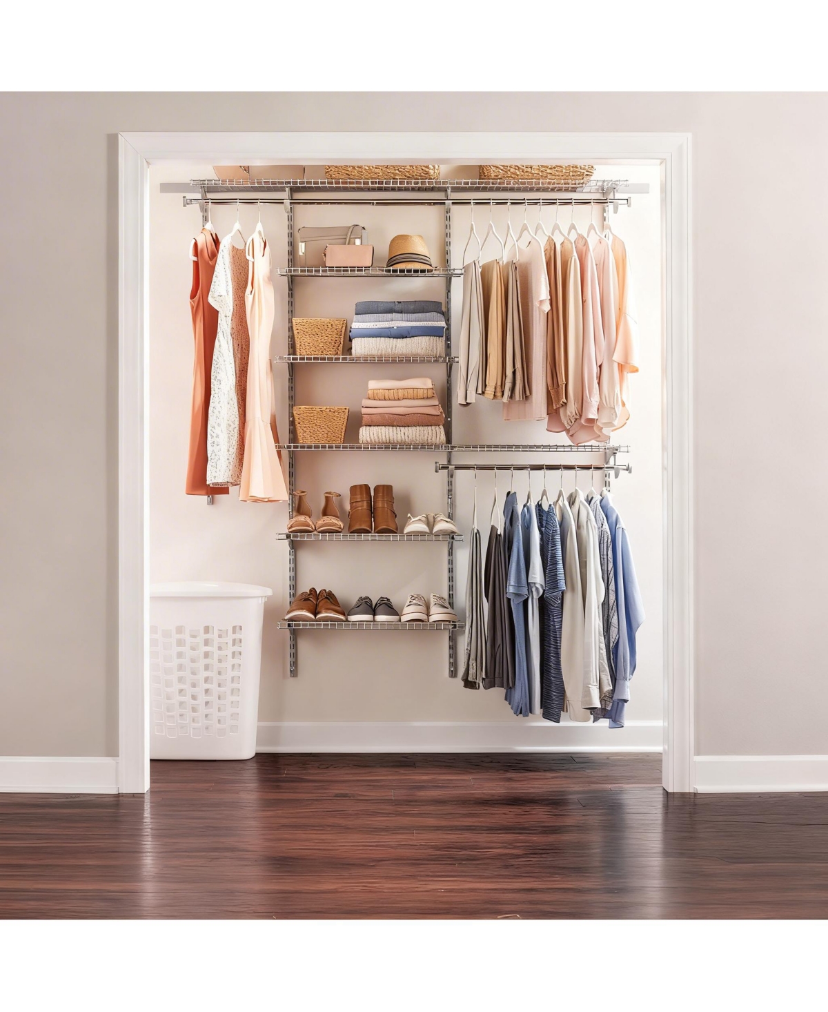 Yigii Closet Organizer Kit 3-6 Ft Adjustable Metal Wire Shelving Expandable System