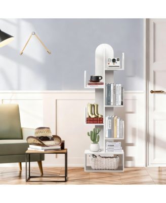 Cactus Tree Bookshelf Wood Corner Storage Rack