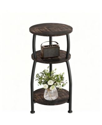 Small Round Side Table 3-Tier Storage Shelf Slim Sofa Nightstand
