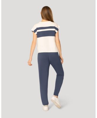 Women's Stripe Drawstring Top and Jogger Set