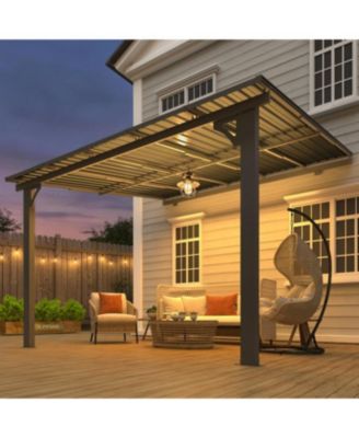 10x10 Outdoor Hardtop Gazebo Adjustable Height (6.5-9.8Ft) Pergola for Patio