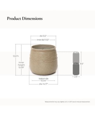 14" Dia Rustic Brown Large Plant Pot with Drainage, Farmhouse Round Flower Pot Planter for Indoor and Outdoor Plants