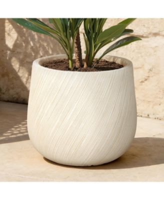 14" Dia Large Plant Pot with Drainage, Texutred Round Planter Pot for Indoor and Outdoor Plants