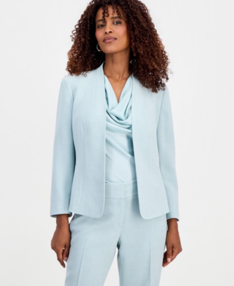 Женские Kasper Women's Collarless Open-Front Jacket, Regular & Petite