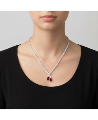 Brilliant White Gold Plated CZ Two-Stone Tennis Link Necklace