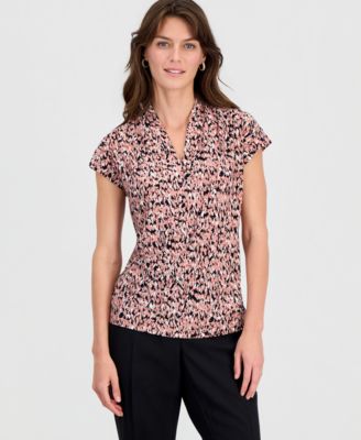 Women's Printed V-Neck Knit Top