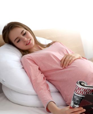 Hypoallergenic Down Alternative Total Body J Shaped Pregnancy Pillow