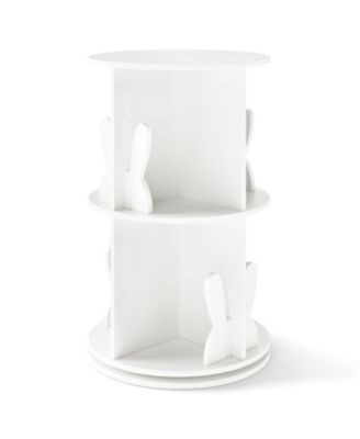 2 Tier Rotating Kids Bookshelf with Bunny Storage Baffles