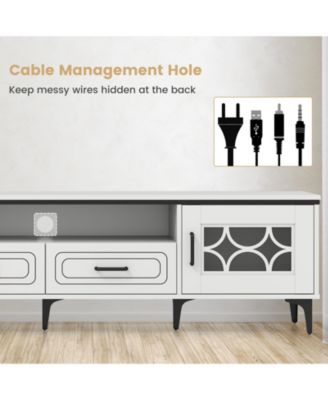 Farmhouse TV Stand for TVs with 2 Drawers