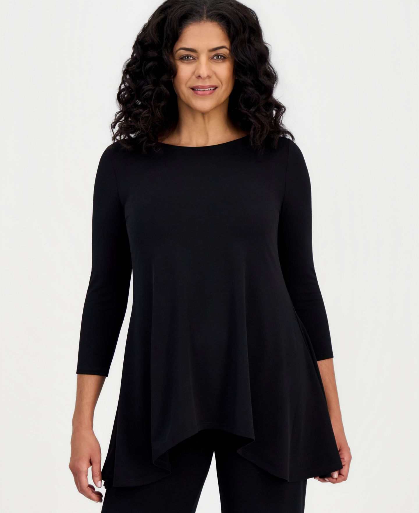 Женский топ JM Collection 3/4-Sleeve Knit Top, цвет: Глубокий чёрный, вариант 1 — фото 1