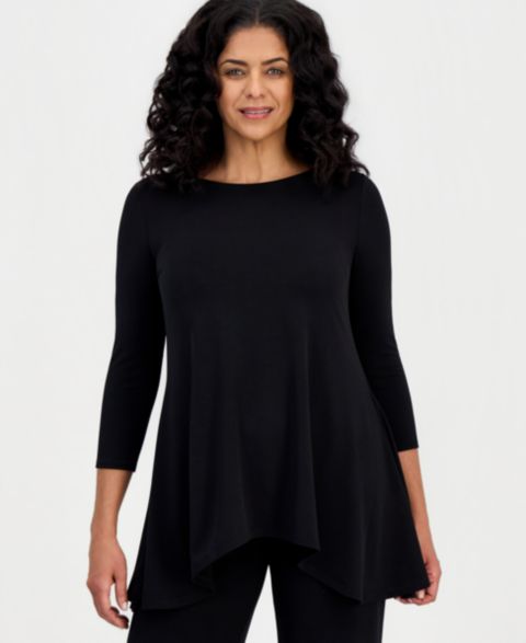 Женский топ JM Collection 3/4-Sleeve Knit Top, цвет: Глубокий чёрный