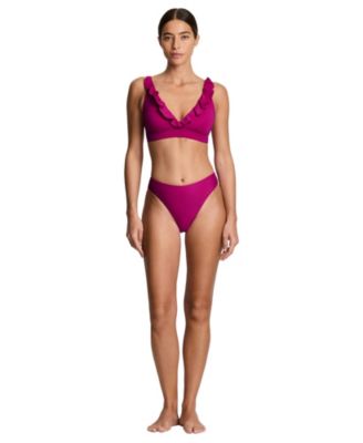 Women's Plumeria Ruffle Underwire Bralette Swimsuit Top