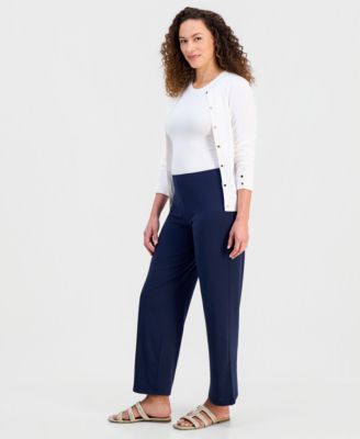 Petites Knit Wide-Leg Pull-On Pants, Petite & Petite Short