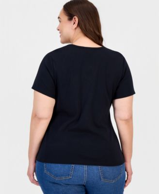Plus Size Short-Sleeve V-Neck Top