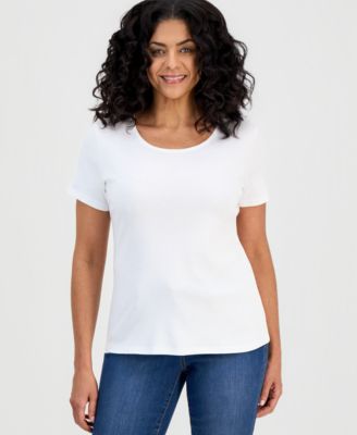 Women's Cotton Short-Sleeve Scoop-Neck Top