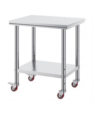 Stainless Steel Rolling Work Table with 4 Casters.