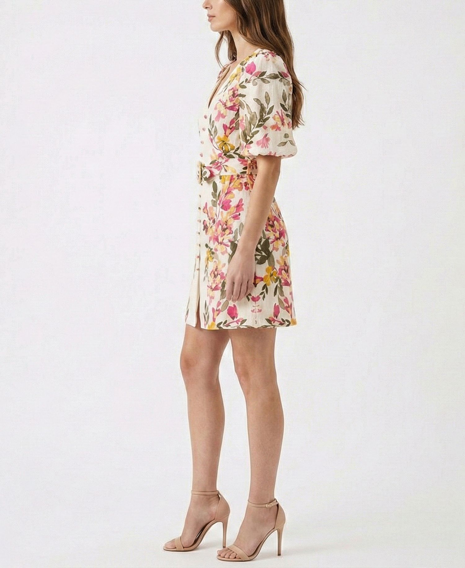 Petite Printed V-Neck Mini Dress