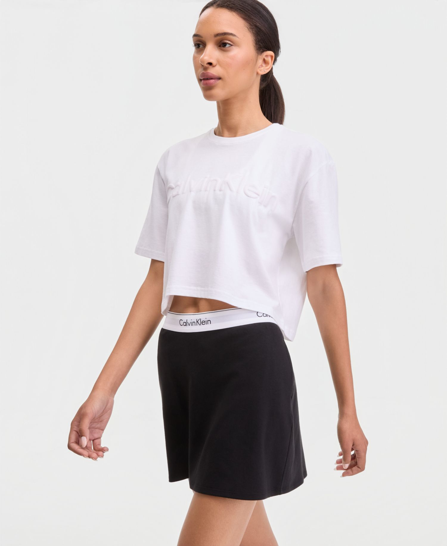 Women's Boxy Cropped Logo Tee & Pull-On Skort