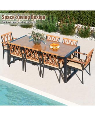 9 Pieces Patio Dining Set w/ Soft Cushions and 1.9'' Umbrella Hole for Garden