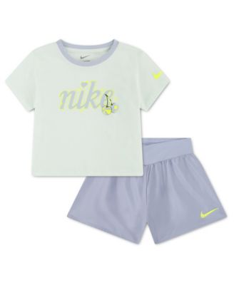 Girls' Toddler 2T-4T Crewneck T-Shirt and Crossover Shorts, 2-Piece Set