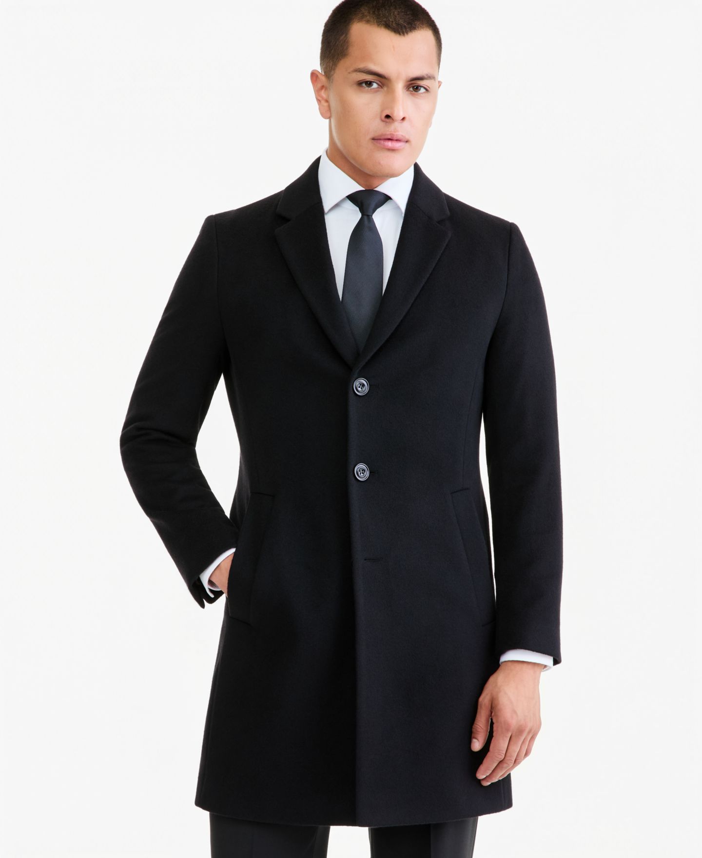 Мужское пальто Hugo Boss Regular-Fit Cashmere Overcoat, цвет: Чёрный — фото 2