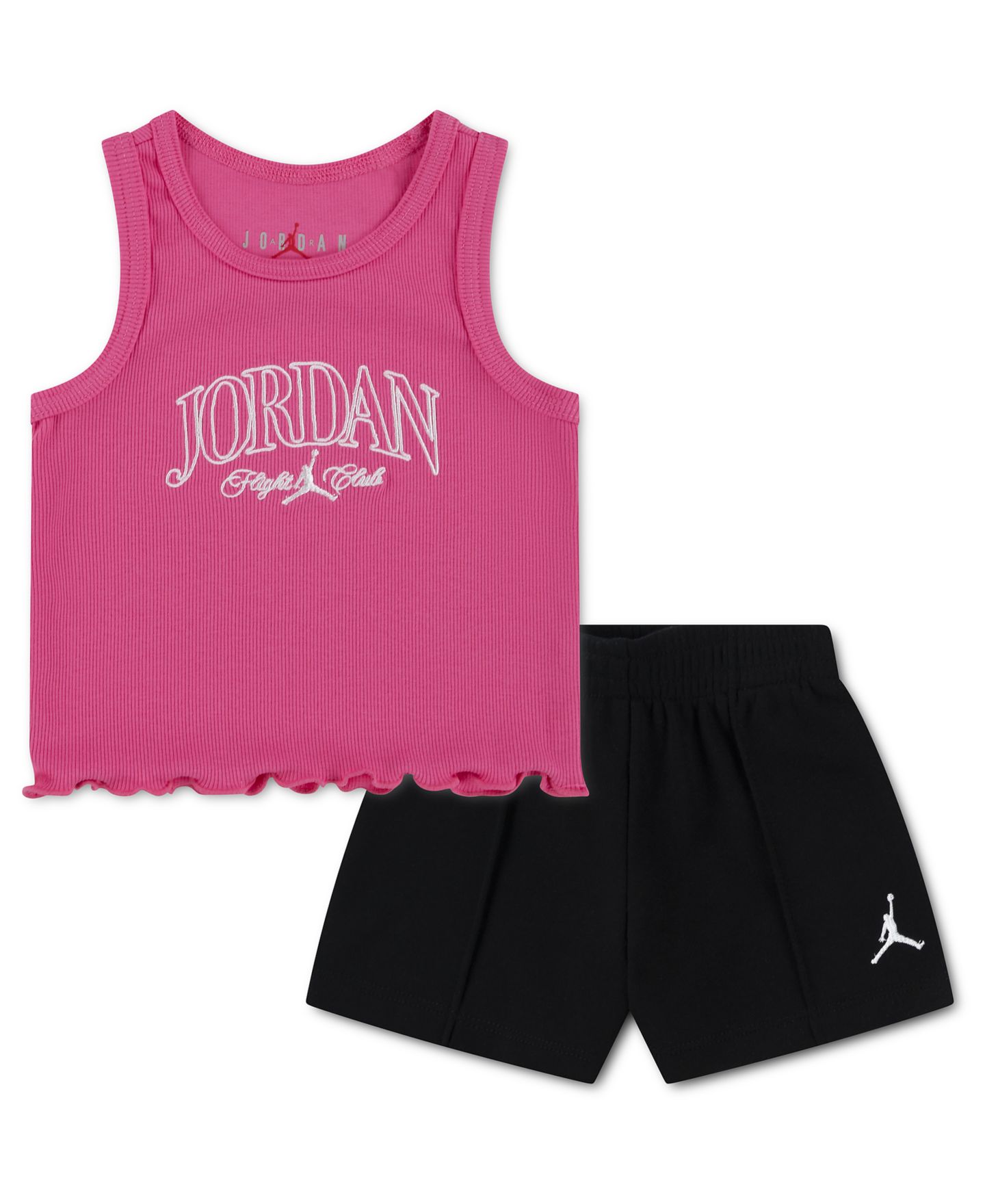 Комплект Jordan Ribbed Tank and Pleated Shorts, 2-Piece Set для девочек-малышей, цвет: Чёрный — фото 1