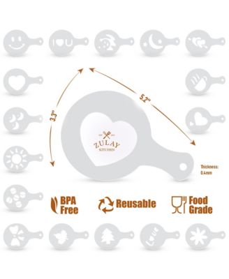 16-Piece Barista Plastic Decorative Coffee Stencils for Latte Art