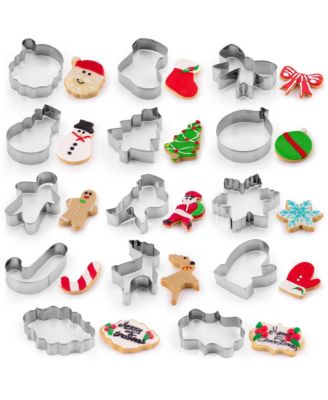 14-Pc Stainless Steel Metal Christmas Cookie Cutters with Folded Edges