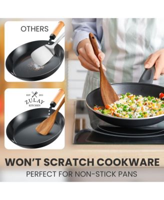 9-Piece Smooth Finish Natural Teak Wooden Utensils for Cooking