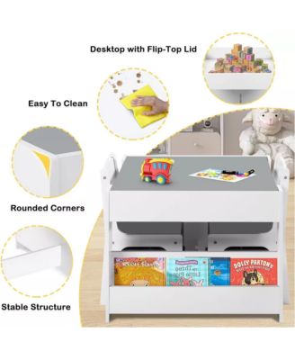 3-in-1 Kids Activity Table and 2 Chairs Set with Storage, Removable Top and Chalkboard