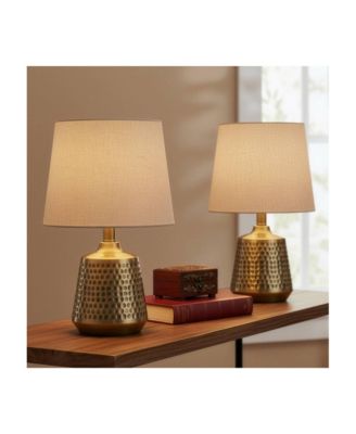 Argus High Small Modern Accent Table Lamp Gold Textured Brass Finish Metal Single Living Room Bedroom