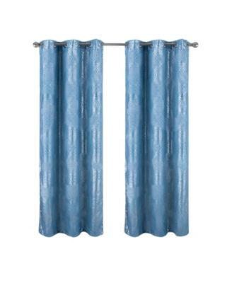 Hailey Halo Foil Blackout Polyester Grommet 2 Pack Window Curtain Panel Set 36" x 84"