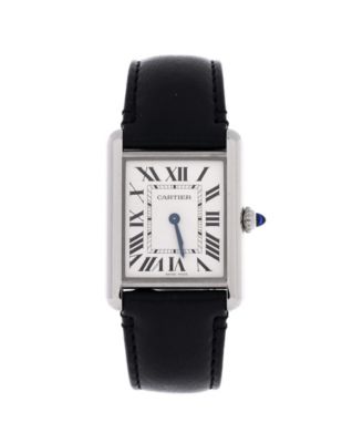 Must de Cartier Tank Quartz Watch in Stainless Steel and Leather 25mm