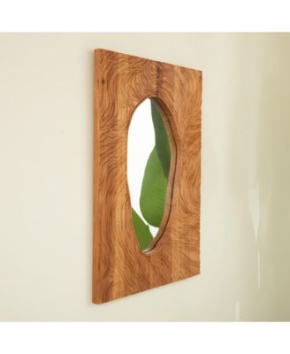 20'' Vintage Rosewood Timeline Wall Mirror, Decorative Irregular Rectangular Mirror for Bathroom Bedroom Living Room Entryway