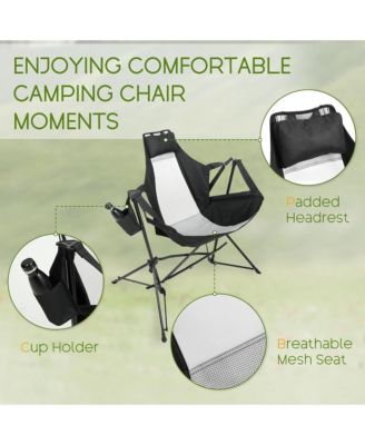 Hammock Camping Chairs Set of 2 - Folding Portable Rocking Chair, Oversized Recliner with Adjustable Back and Carry Bag for Outdoor Travel