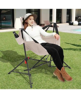 Portable Hammock Rocking Chair Set of 2, Folding Camping Recliner with Adjustable Backrest and Carry Bag, Oversized Outdoor Chair for Travel