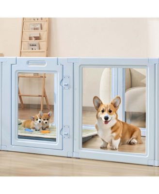 76" Dog Whelping Box with Transparent Window Playpen for Large Dogs