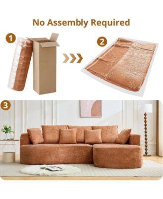 106" Curved Sectional Sofa with Chaise, Boneless Couch with Pillows, Memory Foam, No Assembly