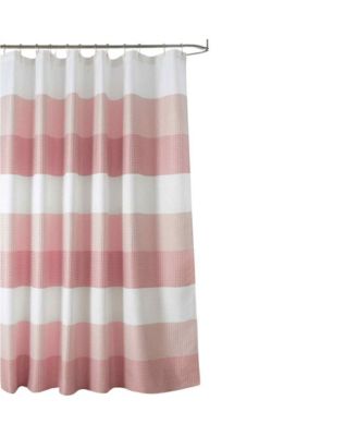 Glamor Fade-resistant Striped Waffle Jacquard Shower Curtain with Buttonholes