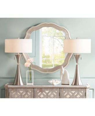 Rachel Art Deco Style Table Lamps 28" Tall Set of 2 Column Metal with Table Top Dimmers Drum for Bedroom Living Room Bedside