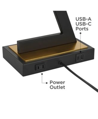 Pellana High Z-Base Modern 3-Way Table Lamp USB Port AC Power Outlet  Metal Single Living Room Charging