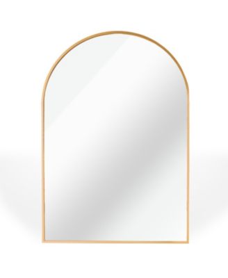 20" x 30" Gold Metal Framed Arched Bathroom Mirror, Wall Mounted Rectangular Mirror for Bathroom Decor