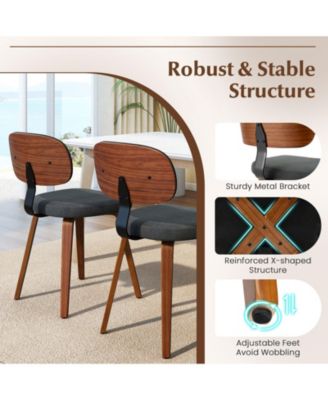 Dining Chairs Set of 2 w/Curved Backrest Padded Seat for Dining Room Living Room
