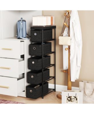 Narrow Five Drawer Dresser Slim Storage Tower