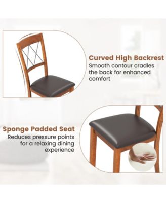 Dining Chair Set of 2 w/Rubber Wood Frame Padded Seat Cross Backrest for Room
